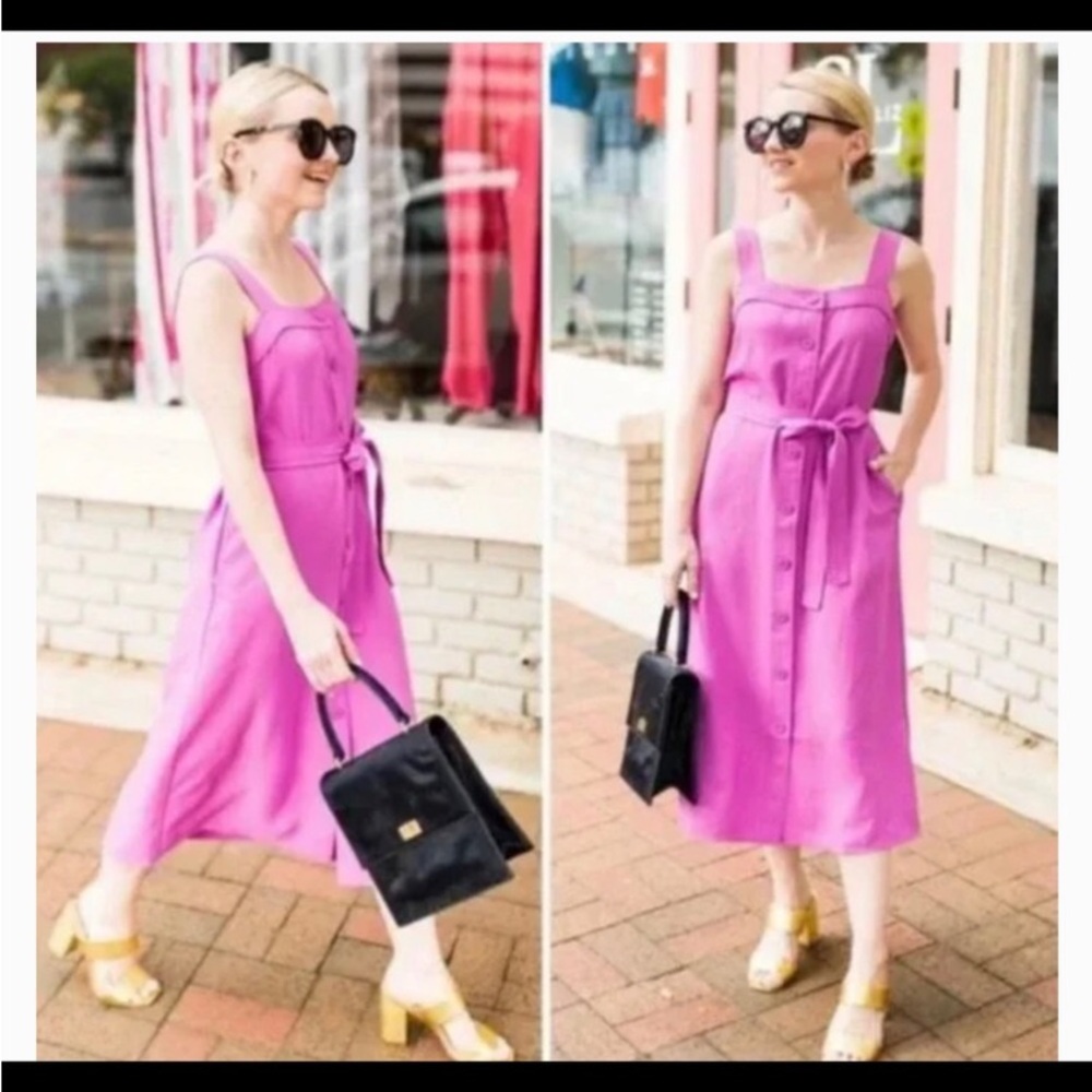 NWOT The Everlane Japanese GoWeave Purple Picnic MIDI Dress Size 12
